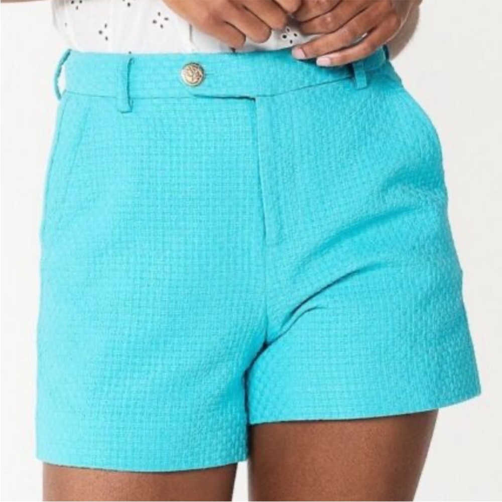 Draper James Turquoise High Waist Shorts